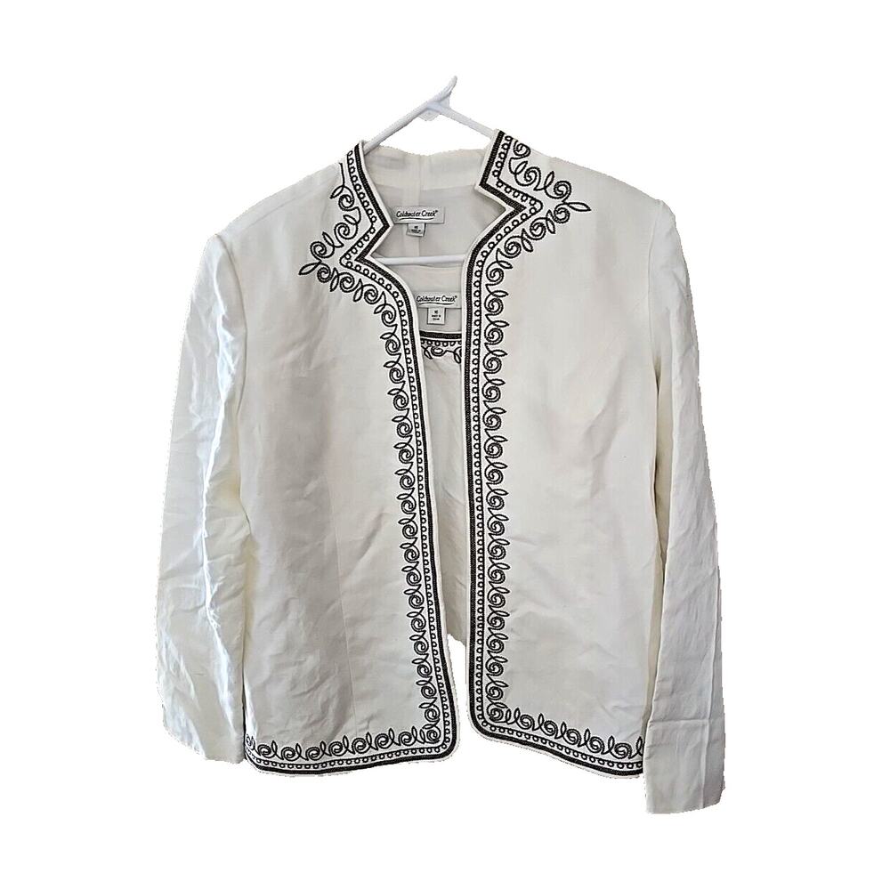 Coldwater Creek White Embroidered Linen Blend Tank Top & Jacket Set Womans Sz 16